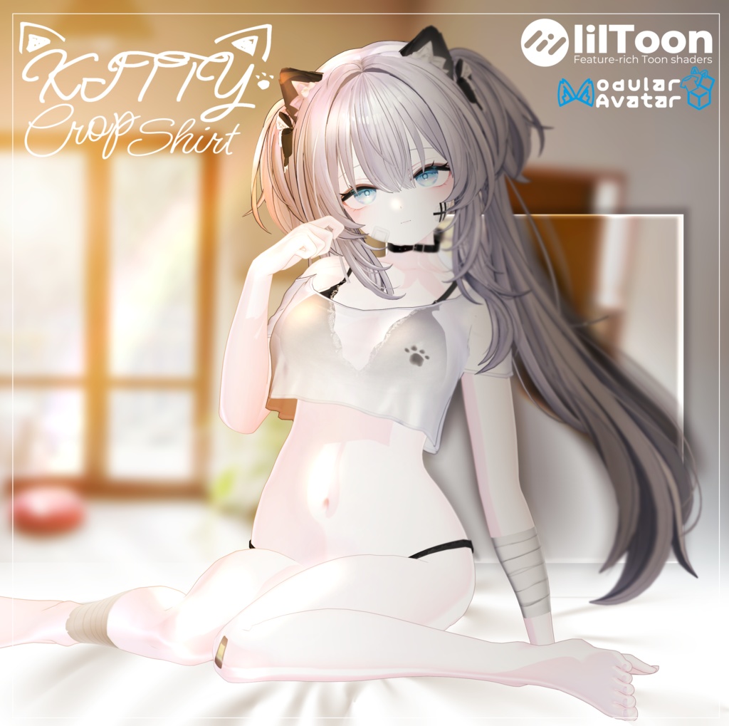 【13アバター対応】 Kitty Crop Shirt ₍=^・ω・^=₎っ 【VRCHAT】