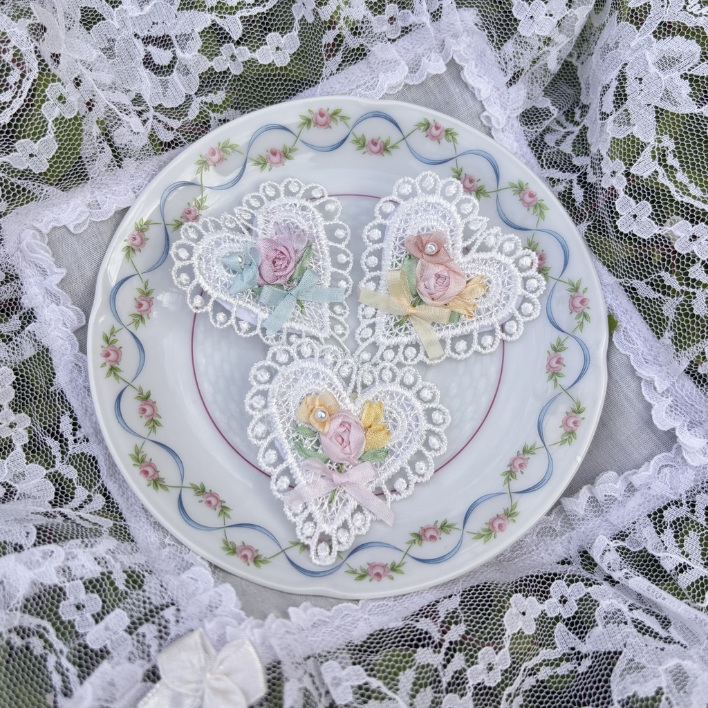 Embroidery Heart clip♡