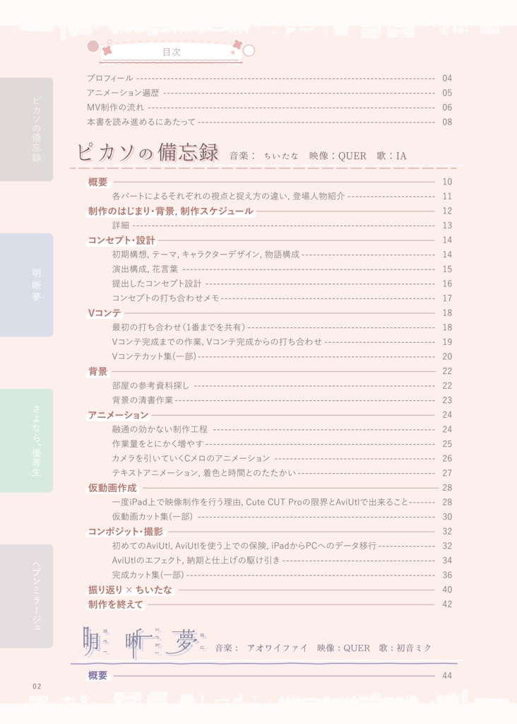 【PDFダウンロード版】息吹の軌跡 MV制作資料集 前編(Vol.01)-別れの記録-