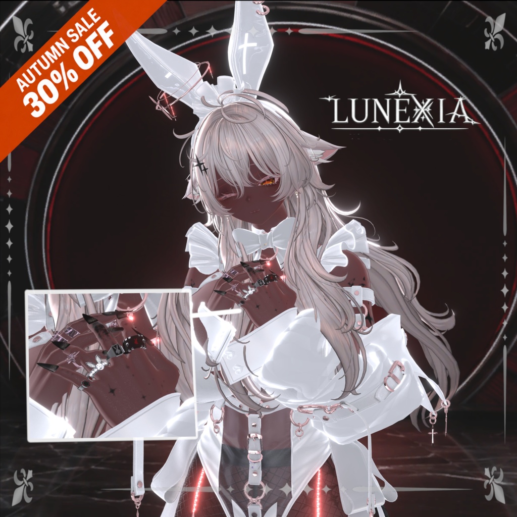 【VRChat対応】 SALE 30%Off ～10/13まで BLACK JACKRABBIT Ring Set　