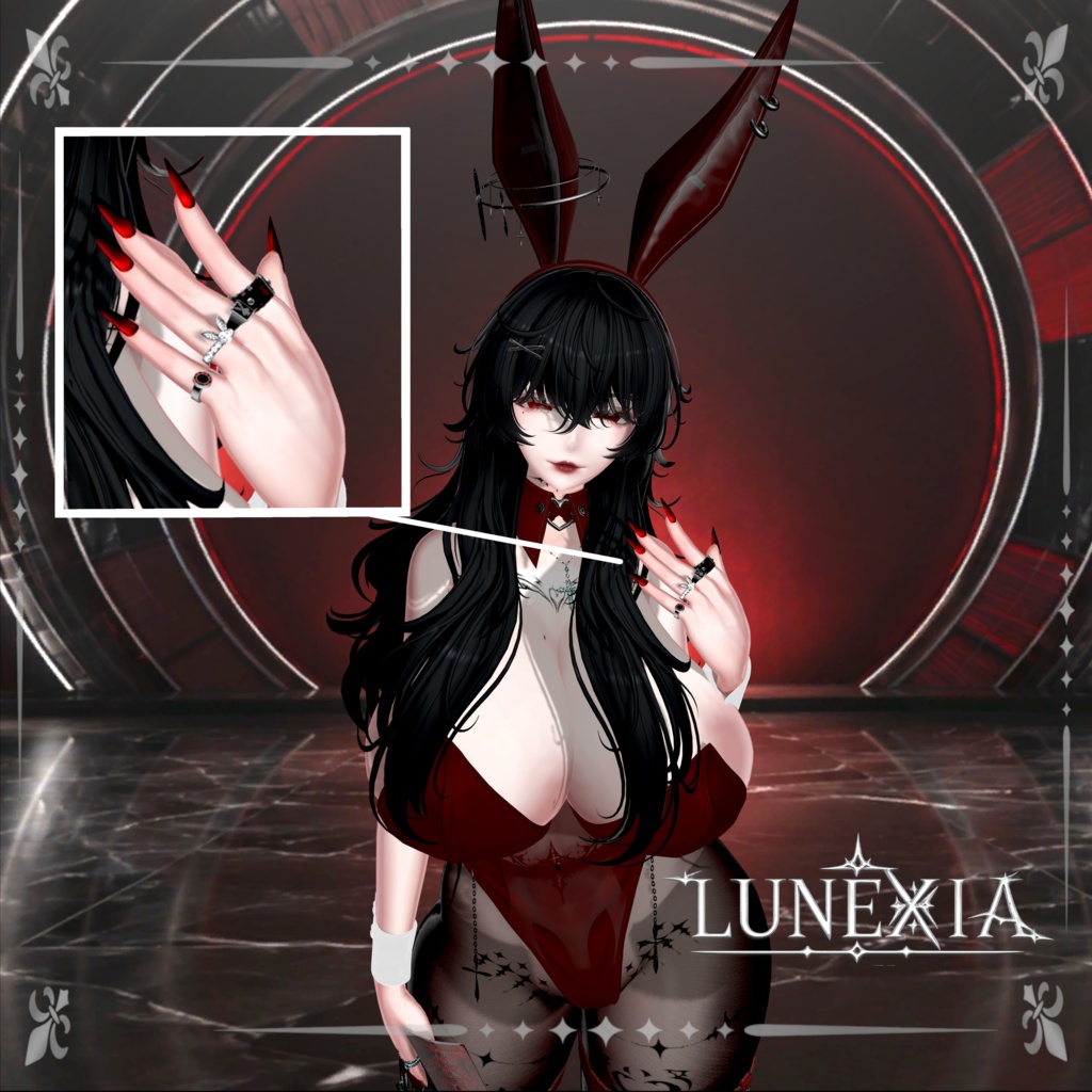 【VRChat対応】バニーの日3日間限定セール🥕 BLACK JACKRABBIT Ring Set