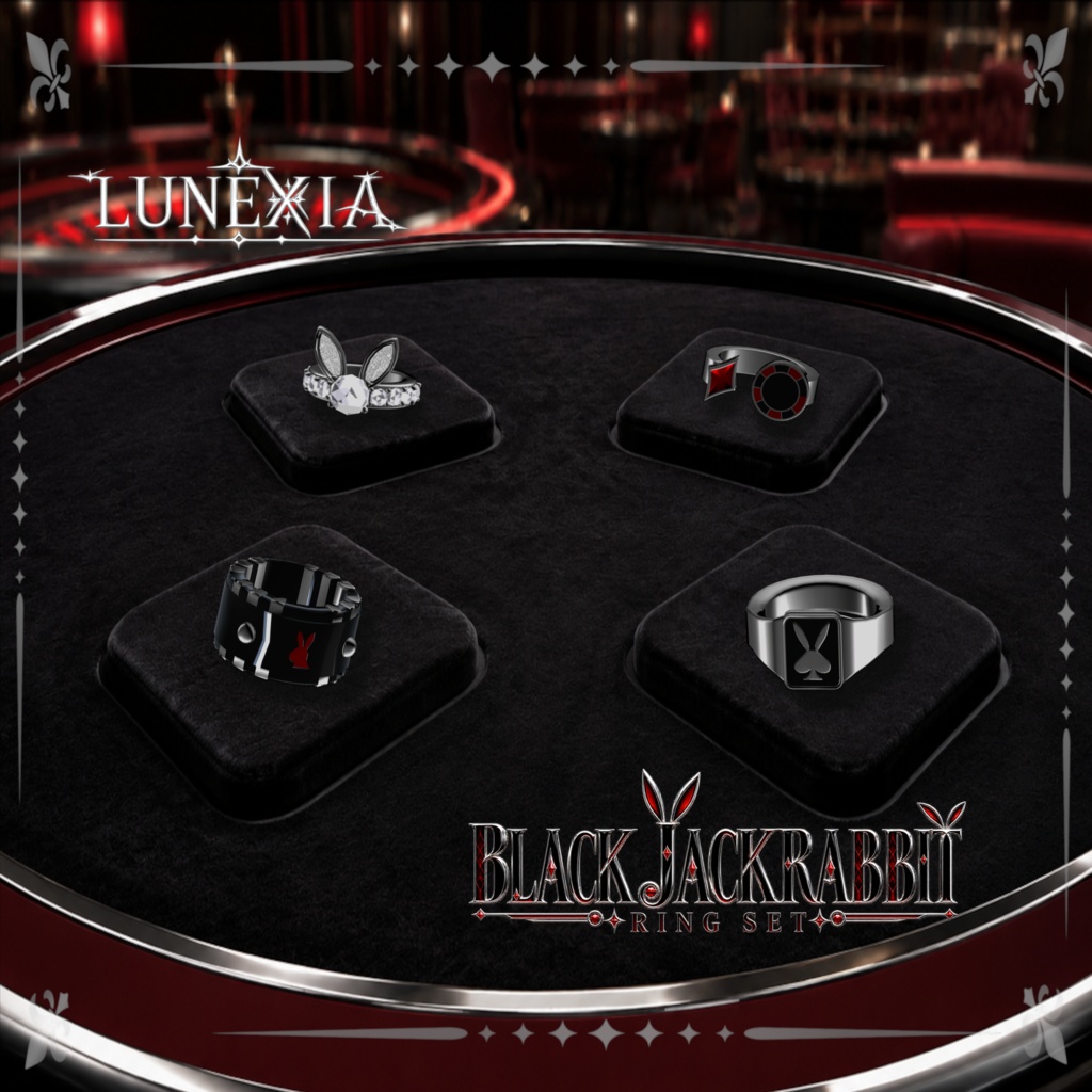 【VRChat対応】バニーの日3日間限定セール🥕 BLACK JACKRABBIT Ring Set　