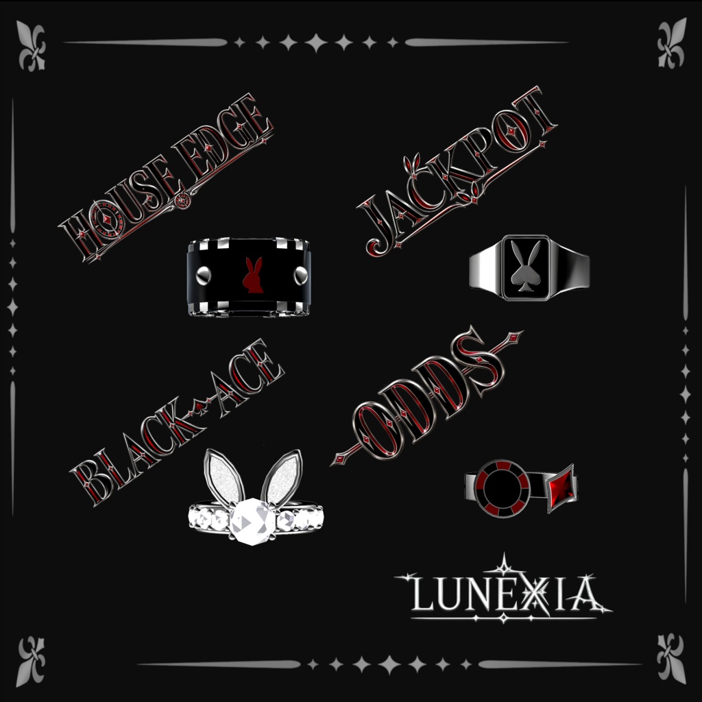 【VRChat対応】BLACK JACKRABBIT Ring Set