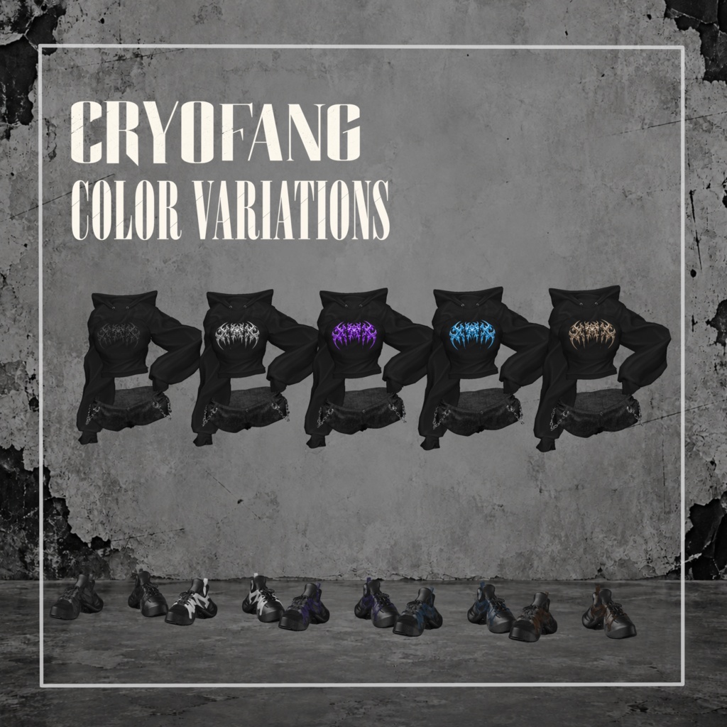 【VRChat対応|発売記念24時間限定500円】CRYO FANG – Hoodie / Pants / Shoes Set