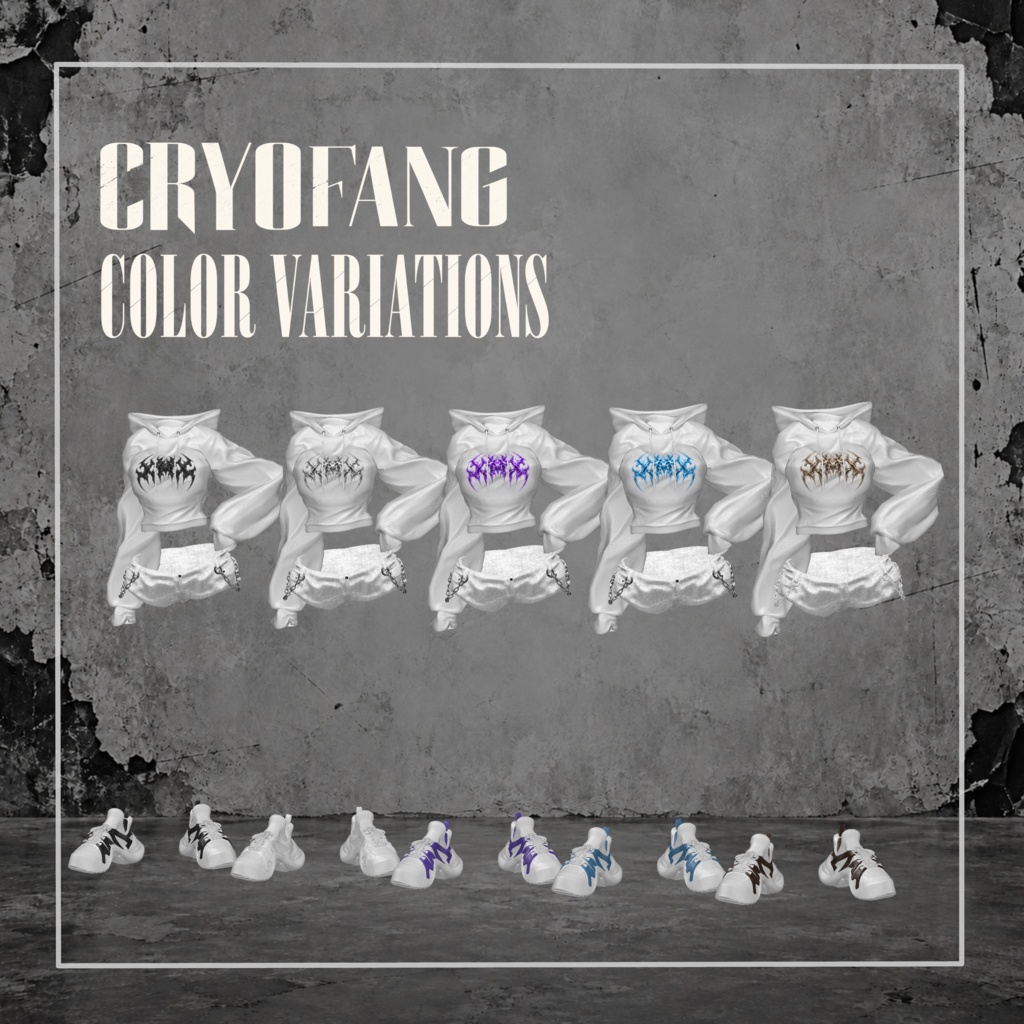 【VRChat対応|発売記念24時間限定500円】CRYO FANG – Hoodie / Pants / Shoes Set