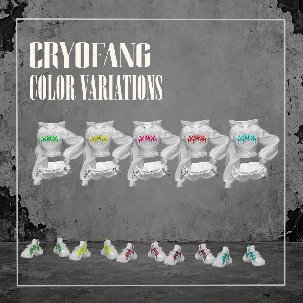 【VRChat対応|発売記念24時間限定500円】CRYO FANG – Hoodie / Pants / Shoes Set