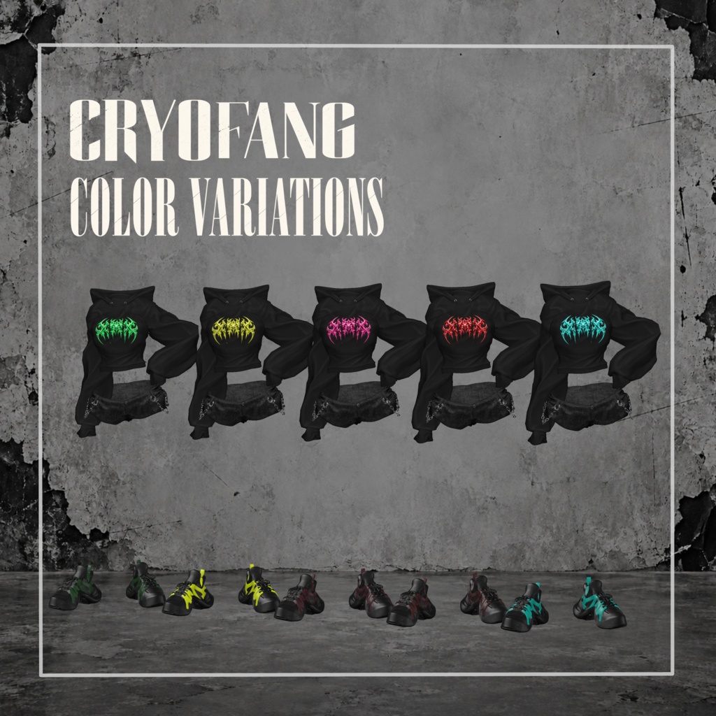 【VRChat対応|発売記念24時間限定500円】CRYO FANG – Hoodie / Pants / Shoes Set