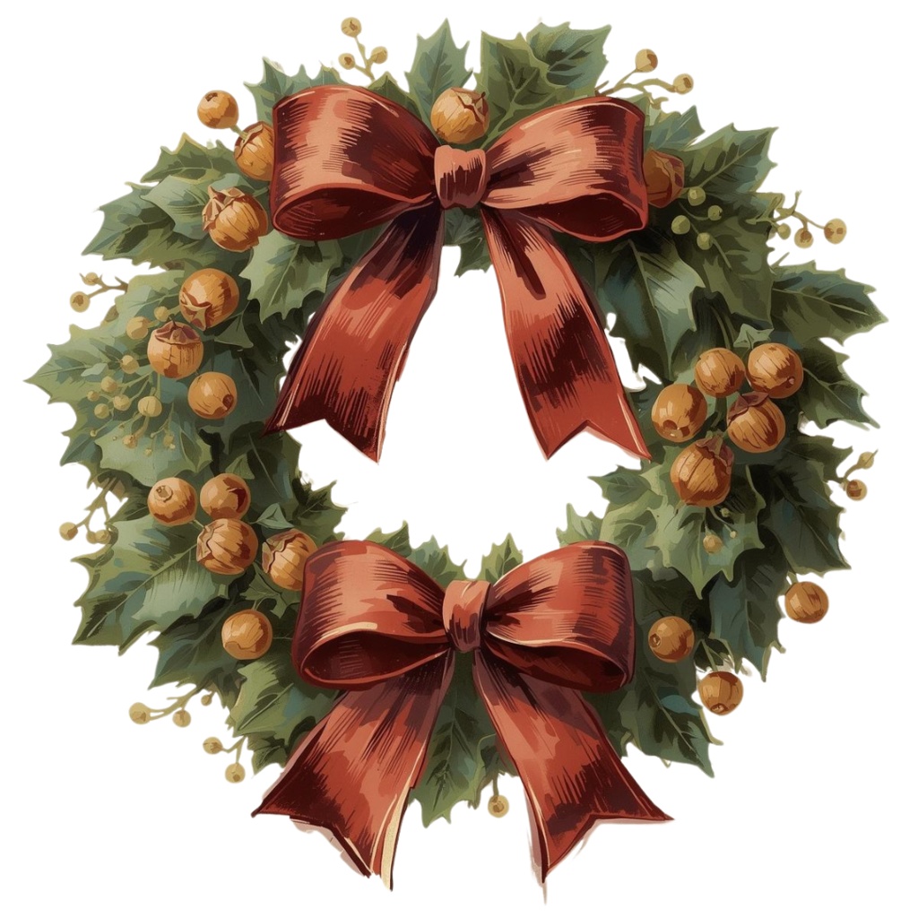 【クリスマス】油絵風/アンティーク調クリップアート12点セット | PNG背景透過