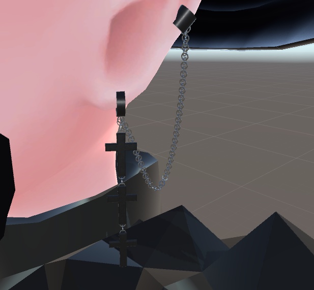 【VRChat用アクセサリー】チェーン付きのピアス
