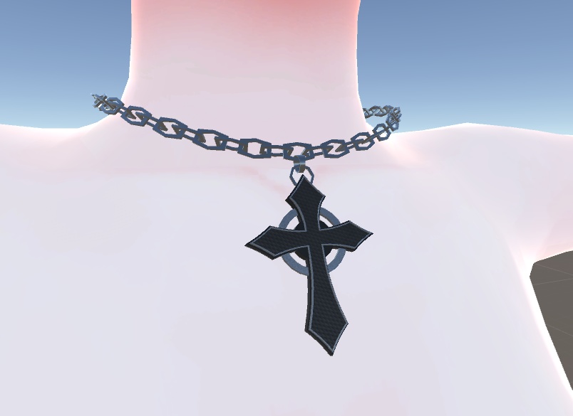 十字のネックレスとピアス【VRChat用アクセサリー】