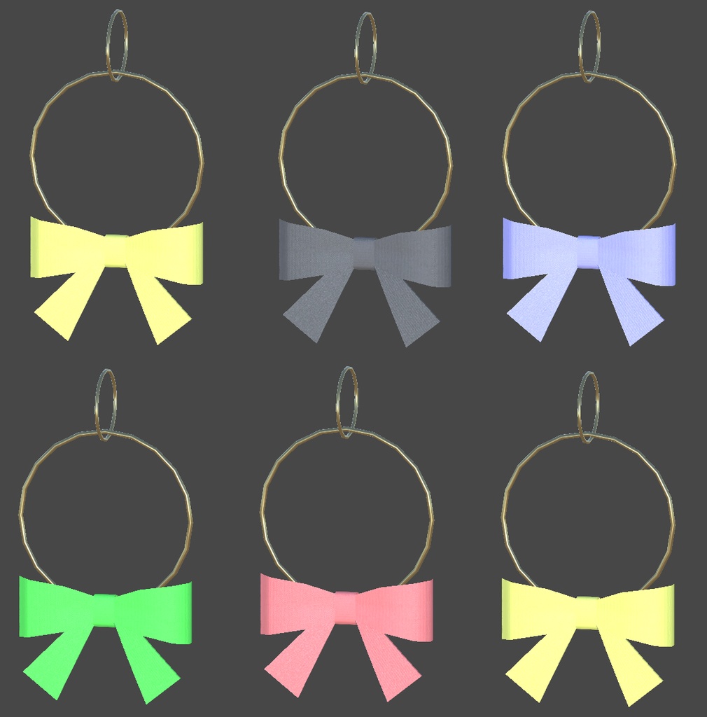 【VRChat用アクセサリー】リボンのピアス