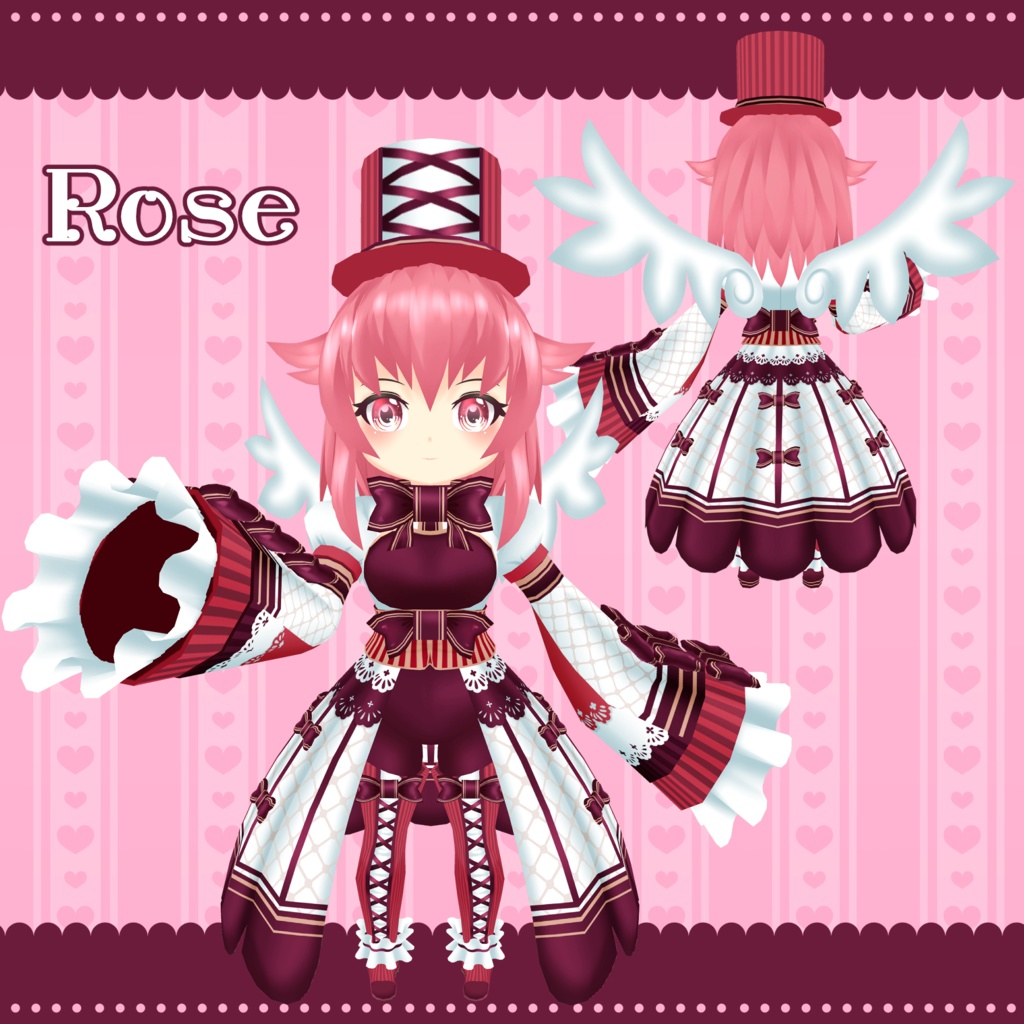 【cluster対応】オリジナル3Dモデル「ローズ」「ヴェール」「ブラン」「ノワール」