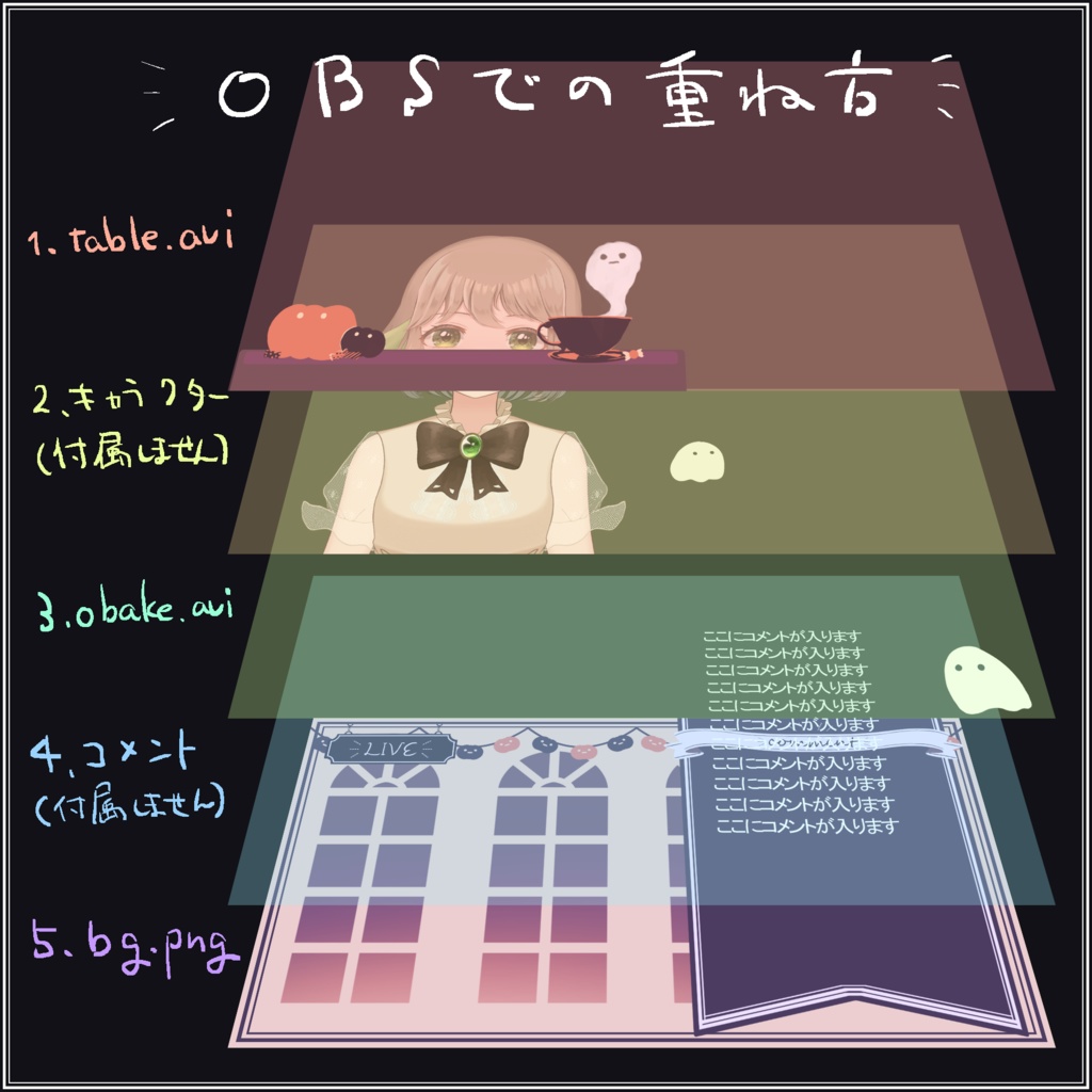 【無料】ちょっとうごくゆるめのハロウィン配信画面