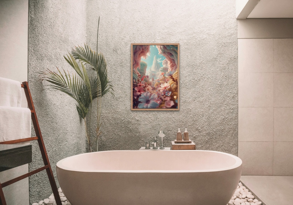 夢幻のミンタカ ― ピンクの花咲く幻想世界アート(JPG)