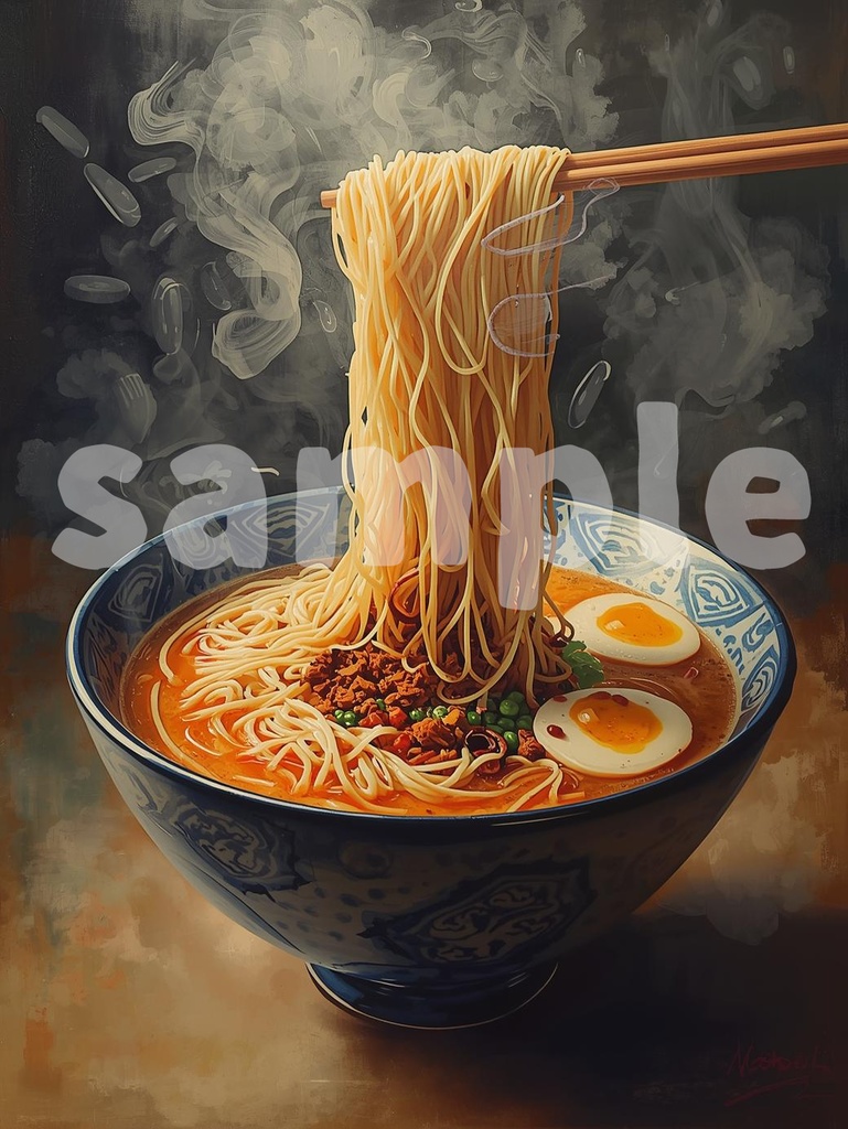 油絵風ラーメン クリップアート JPG