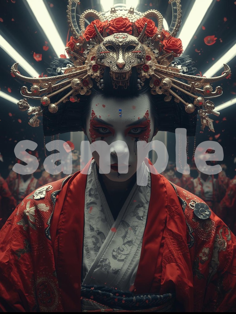 🎭 ロックな現代の歌舞伎役者 ― モダンアート(JPG) 🎭