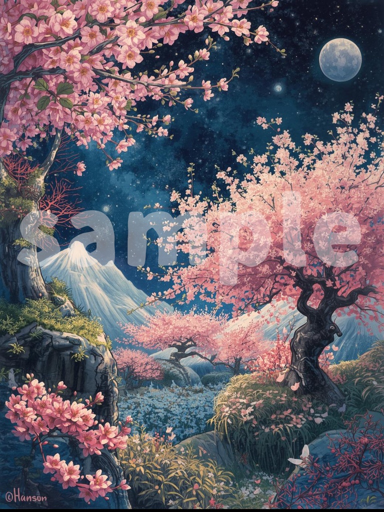 🌸 宇宙に咲く桜並木2 ― 幻想的なスピリチュアルアート(JPG) 🌸