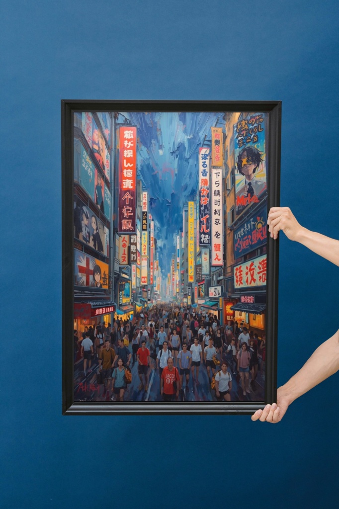ネオンの海に溶ける。油絵風デジタルアート「AKIHABARA-Nights」2(JPG)