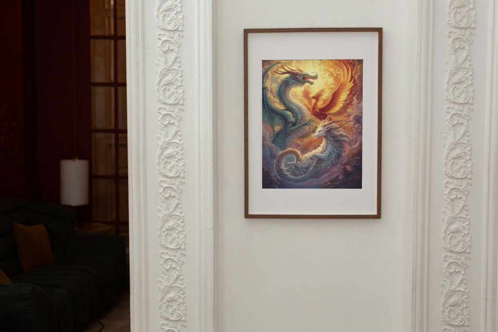 🐉 龍神と鳳凰と麒麟 ― 幻想的な神獣アート3(JPG) 🦅✨