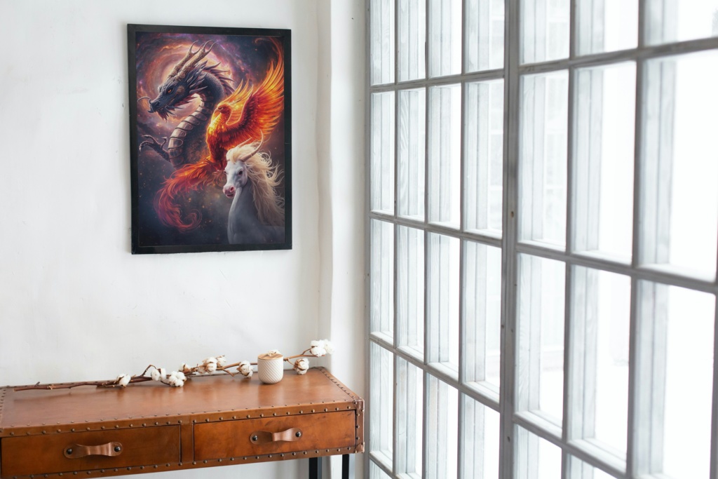 🐉 龍神と鳳凰と麒麟 ― 幻想的な神獣アート4(JPG) 🦅✨