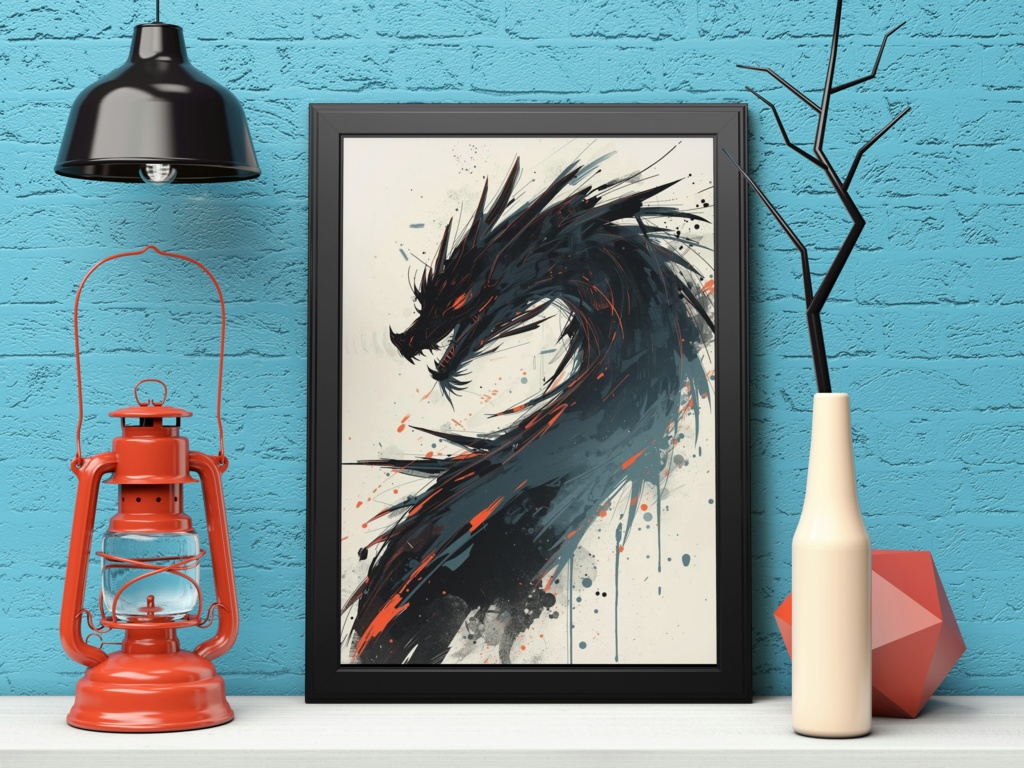 🐉 水墨画の龍 ― 伝統的な和風アート1(JPG) 🖌️