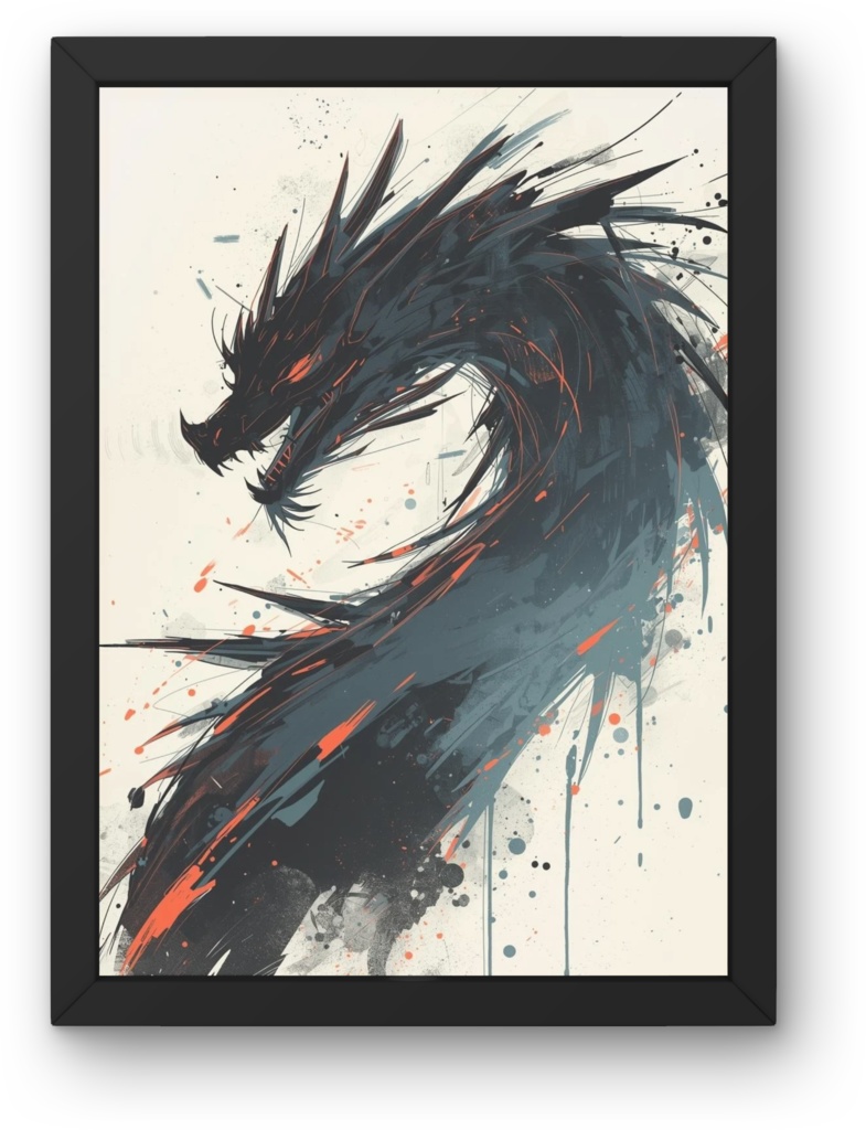 🐉 水墨画の龍 ― 伝統的な和風アート1(JPG) 🖌️