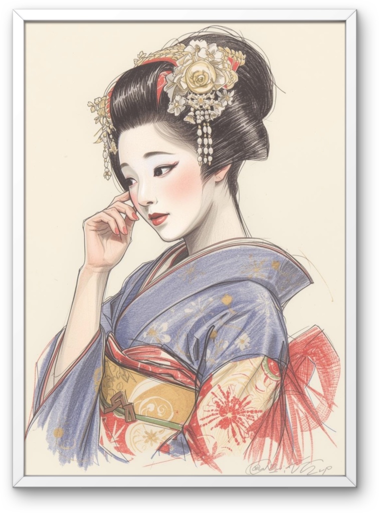 👘 舞妓さんの水彩スケッチ ― 和の雅アート2（JPG） 🎨