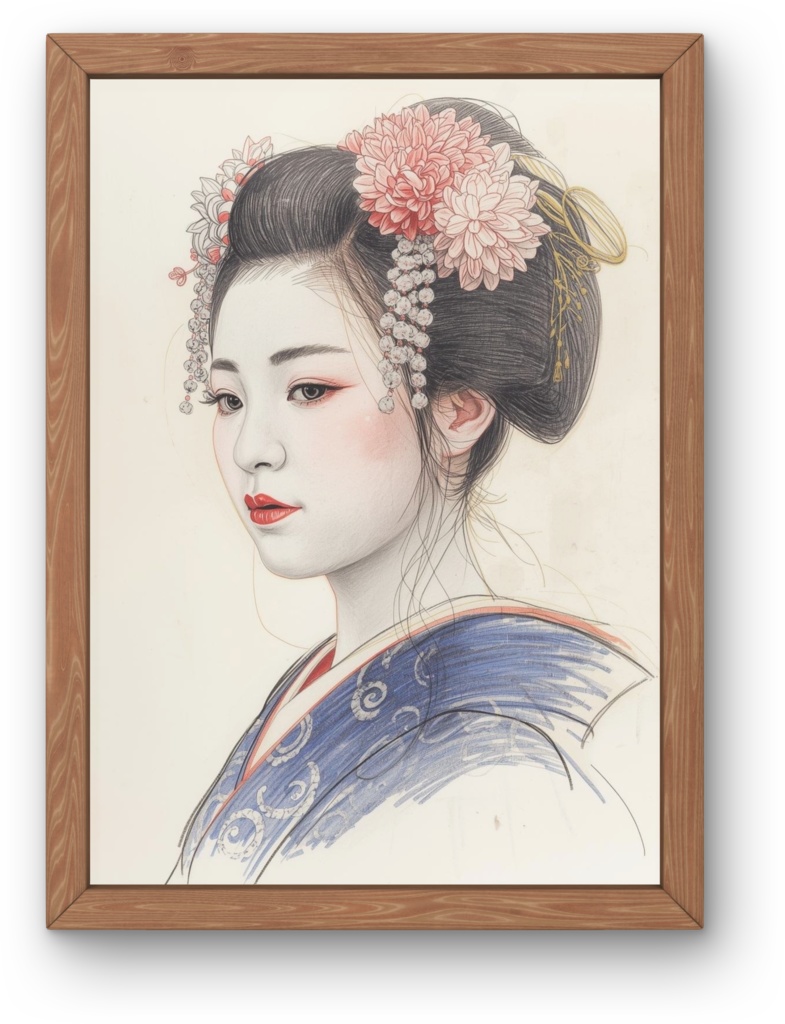 👘 舞妓さんの水彩スケッチ ― 和の雅アート(JPG)1 🎨