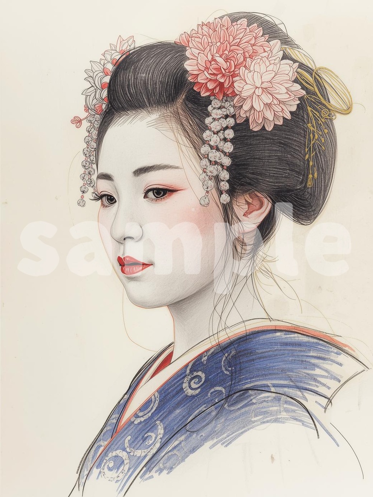 👘 舞妓さんの水彩スケッチ ― 和の雅アート(JPG)1 🎨