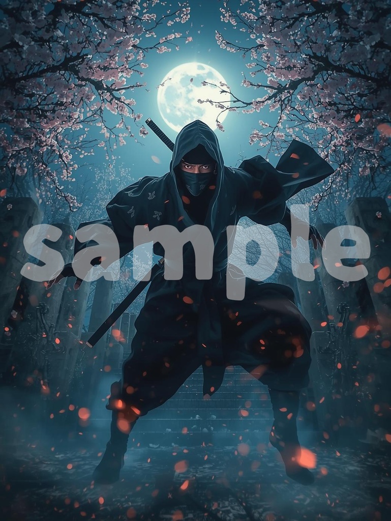 🥷 日本の忍者 ― 神秘的な和風アート3(JPG) 🌙