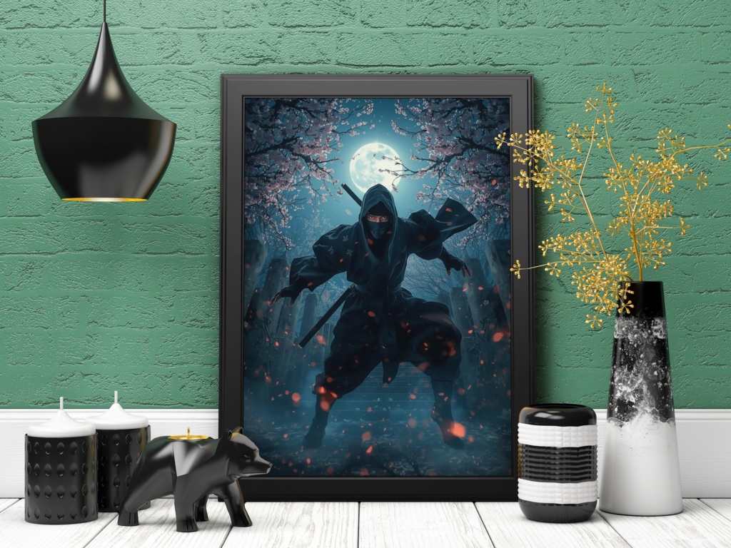 🥷 日本の忍者 ― 神秘的な和風アート3(JPG) 🌙