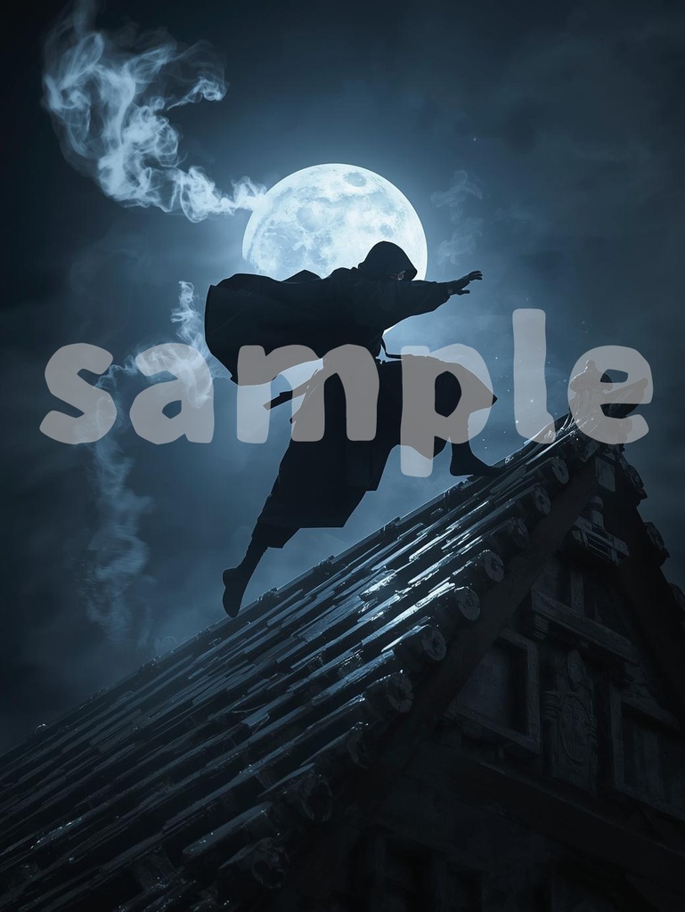 🥷 日本の忍者 ― 神秘的な和風アート(JPG)2 🌙