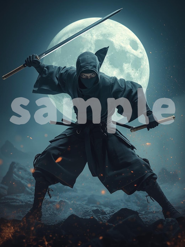 🥷 日本の忍者 ― 神秘的な和風アート(JPG)1 🌙