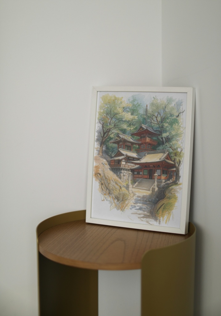 ⛩️ 日本の神社 ― 水彩画風和風アート（JPG）3 🎨