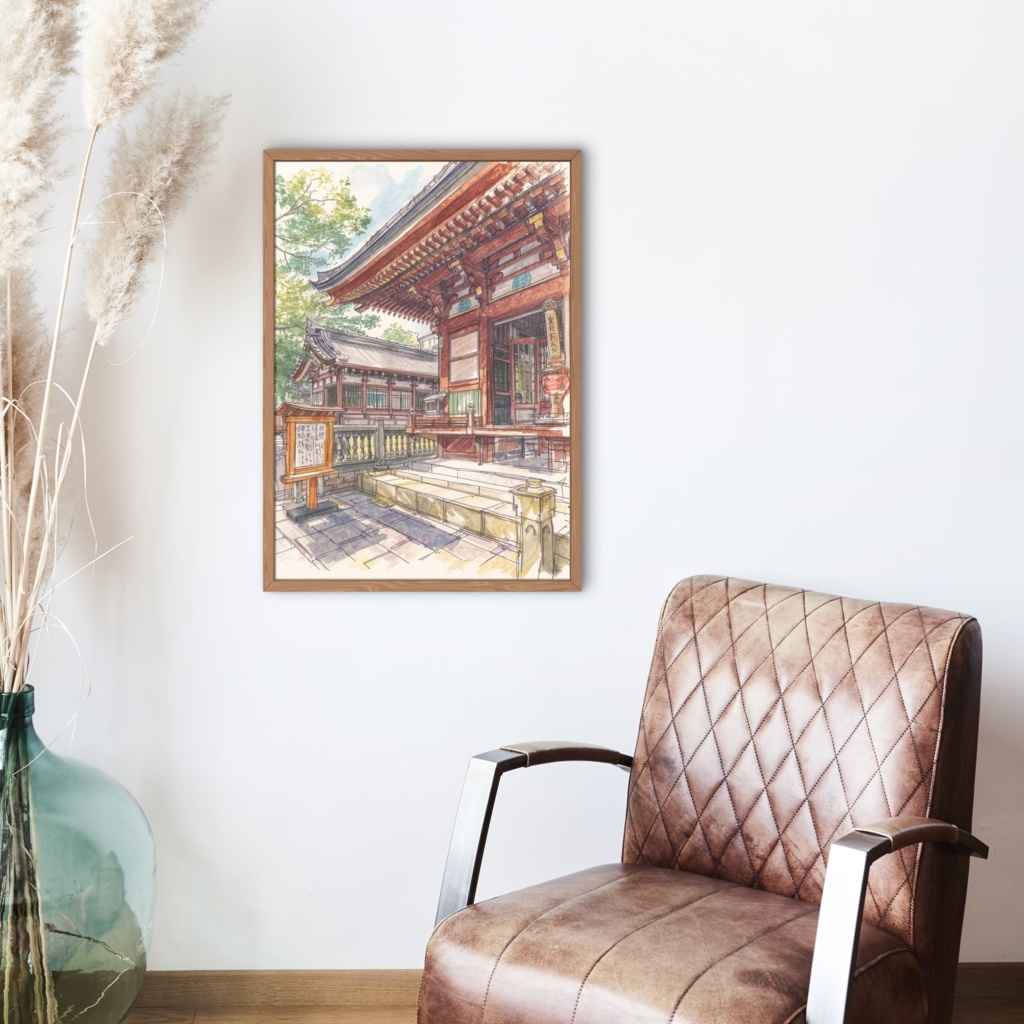 ⛩️ 日本の神社 ― 水彩画風和風アート1（JPG） 🎨