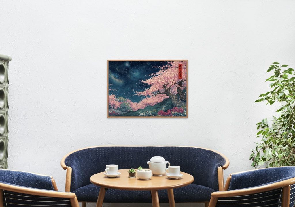 🌸 宇宙に咲く桜並木 ― 幻想的なスピリチュアル浮世絵アート(JPG) 🌸