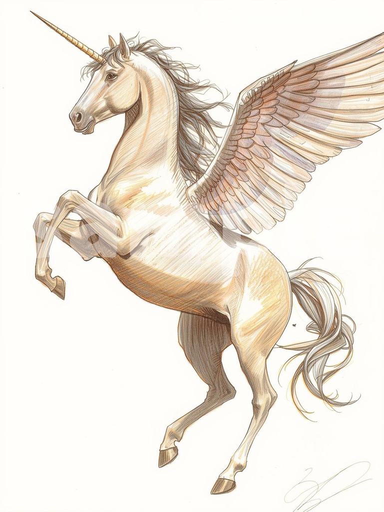🪽 天空を駆けるペガサス ― 幻想的なアート(JPG) ✨