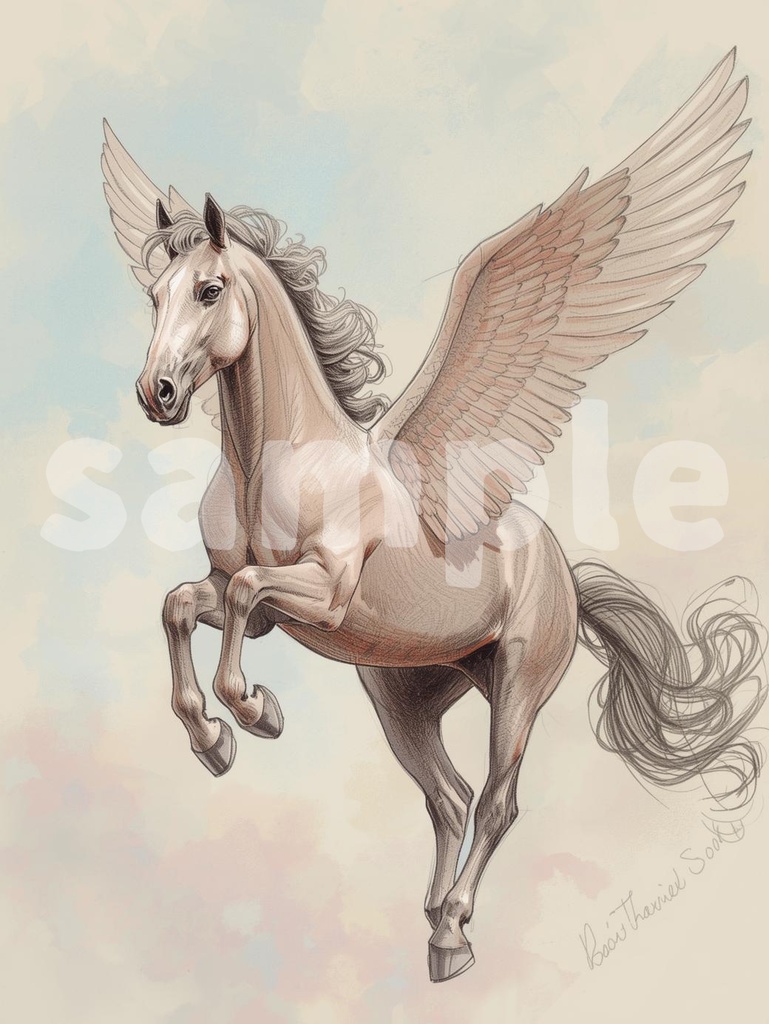 🪽 天空を駆けるペガサス ― 幻想的なアート4(JPG) ✨