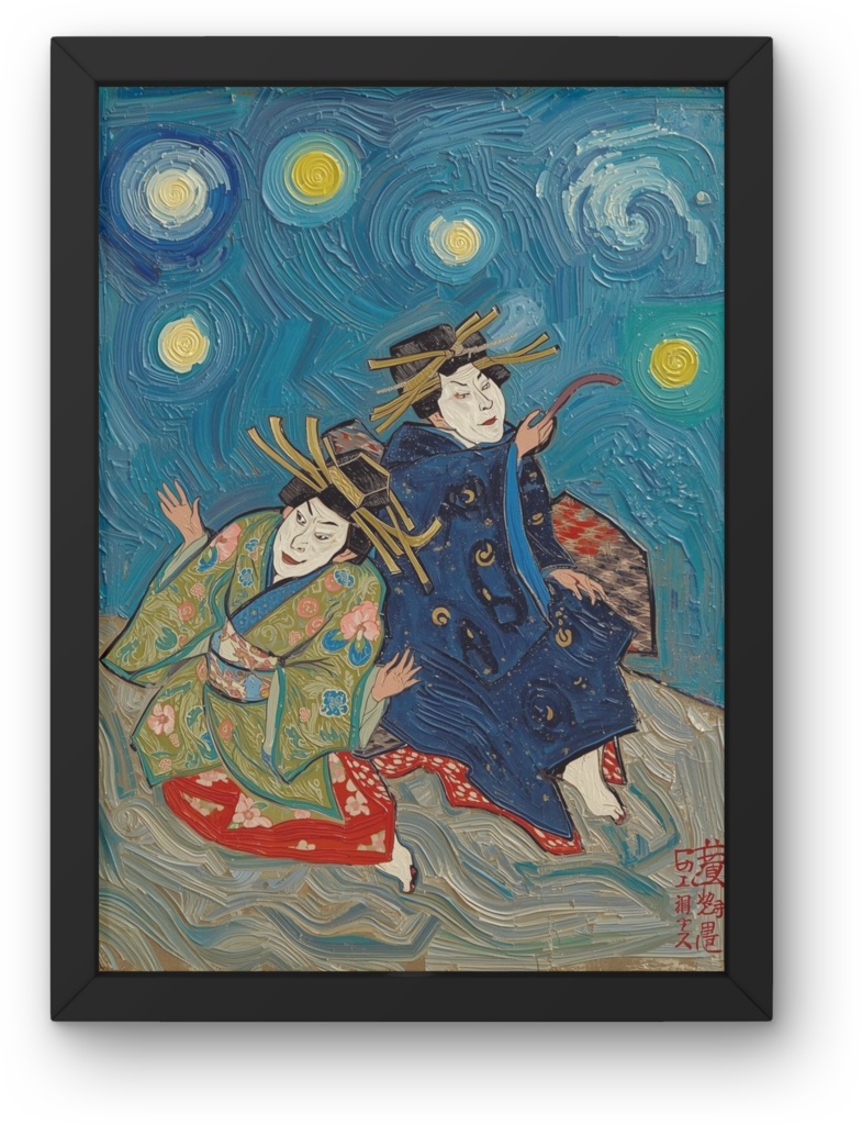 🎭 油絵風｜日本の伝統美・歌舞伎を描いたアート（JPG） 🎨