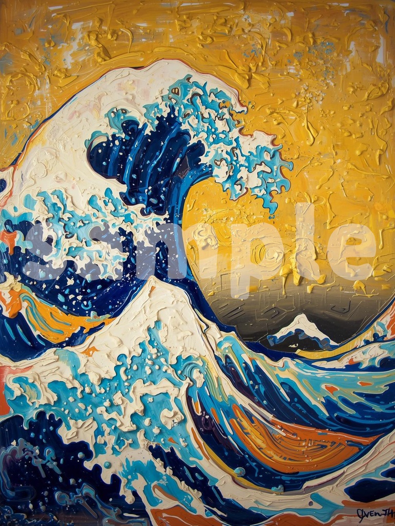 🌊 荒波 ― 浮世絵風アート(JPG)2 🖌️