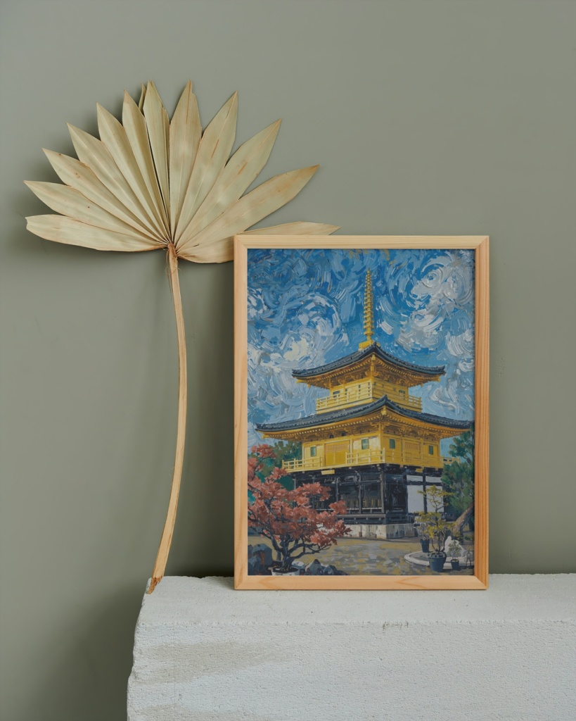 🎨 ゴッホ風油絵タッチの金閣寺 ― 和と西洋が融合するアート（JPG）4 ✨
