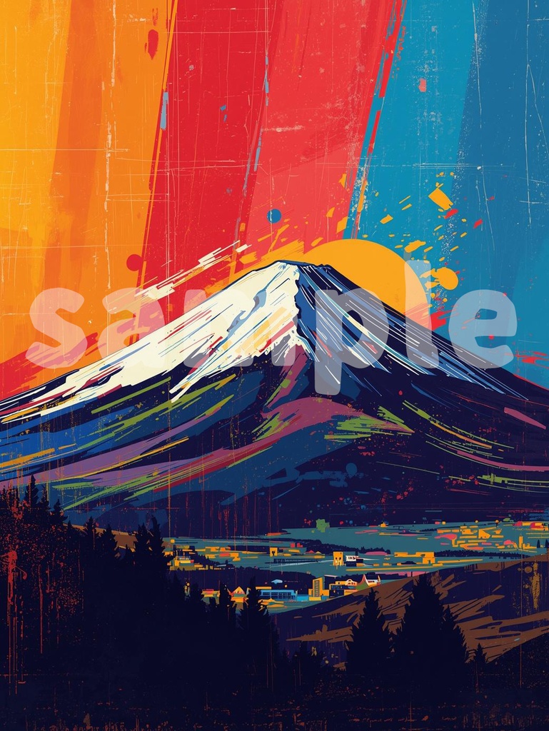 🗻 ポップカラー富士山 ― カラフルアート1(JPG) 🎨✨