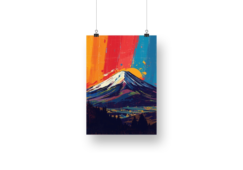 🗻 ポップカラー富士山 ― カラフルアート1(JPG) 🎨✨