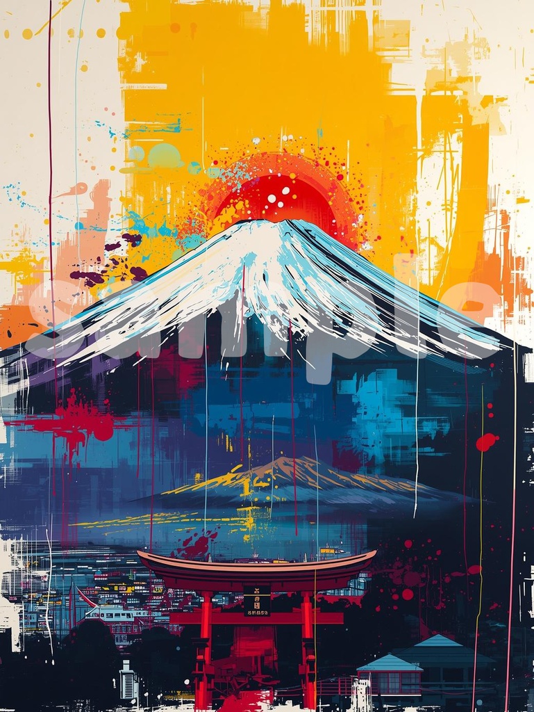 🗻 ポップカラー富士山 ― カラフルアート2(JPG) 🎨✨