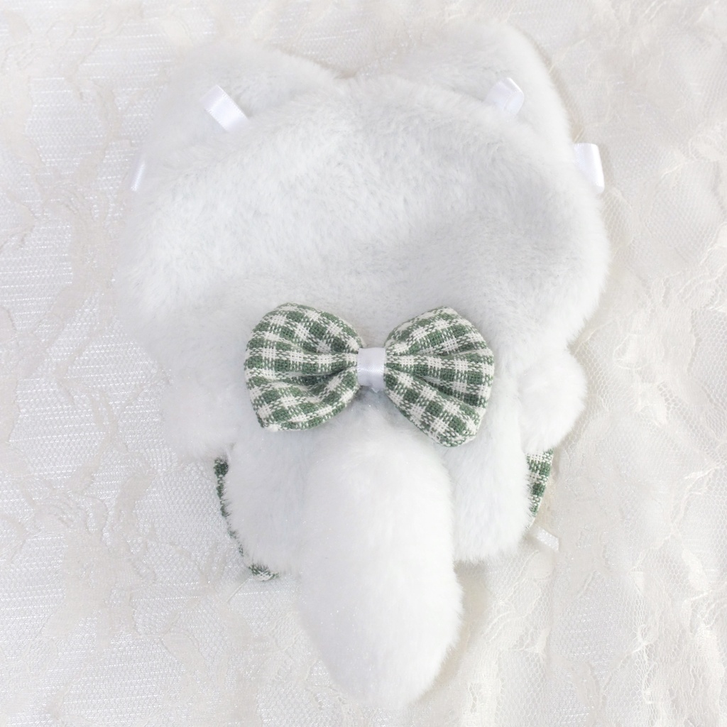 10cmぬい服♡ギンガムチェックねこさん♡ぐりーん