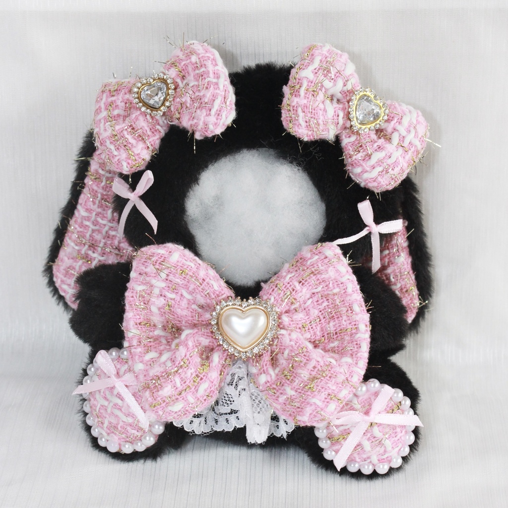 10cmぬい服♡黒ピンクおすわりうさちゃん♡