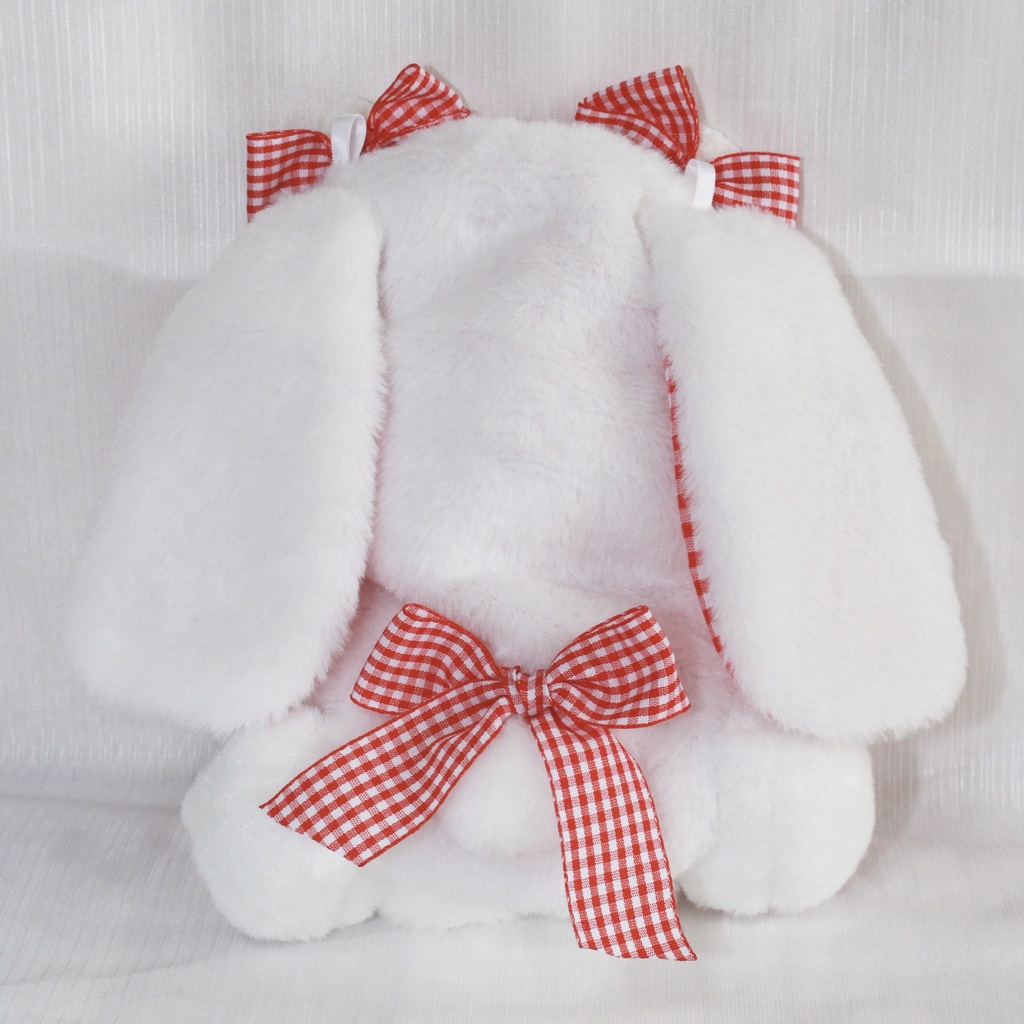 16cmぬい服♡ギンガムチェックいちごたれみみうさちゃん♡あか