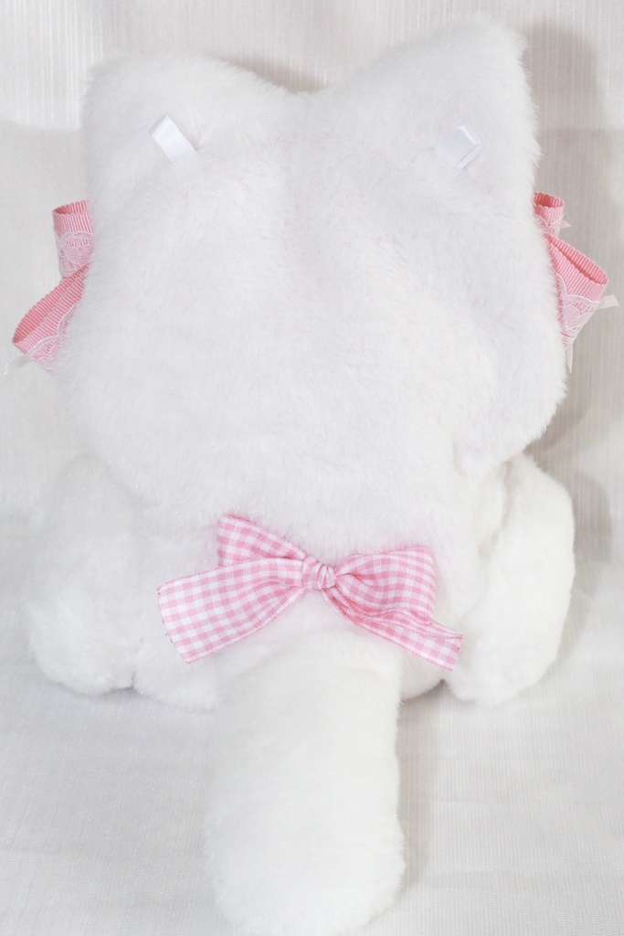 16cmぬい服♡ギンガムチェックでかりぼんねこちゃん♡ぴんく