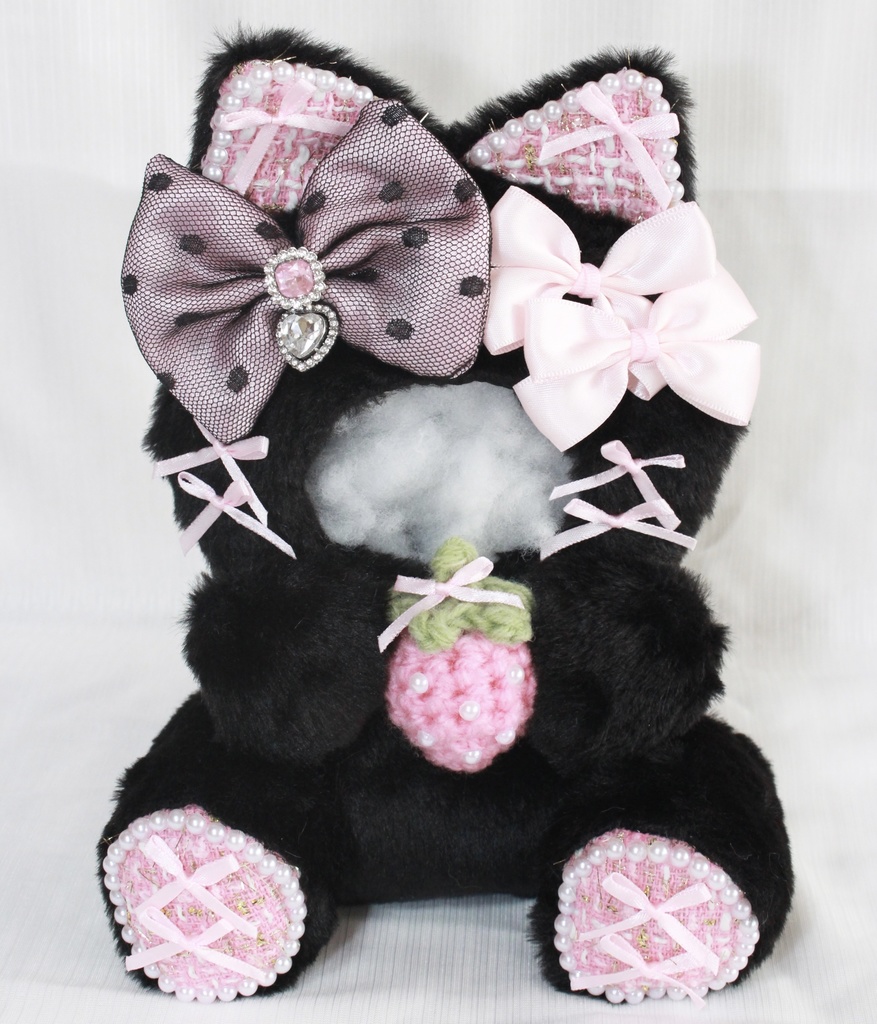 16cmぬい服♡いちごみてみて!あにまるず♡くろ×ぴんく