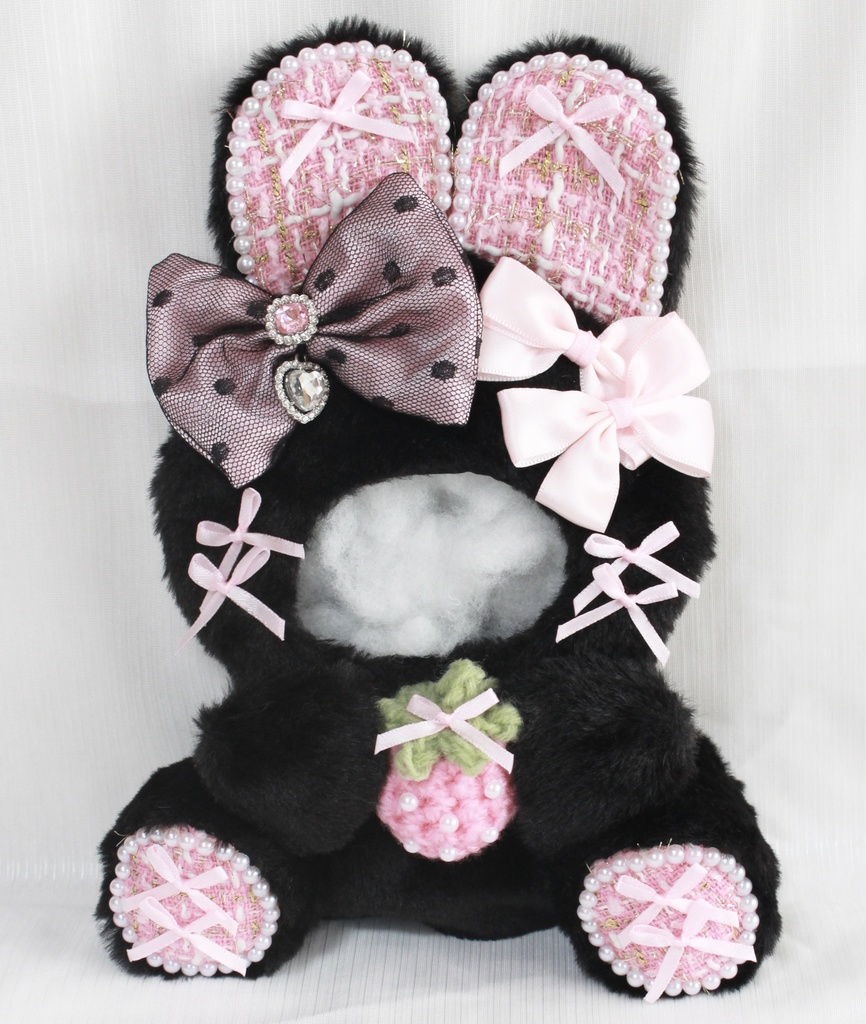 16cmぬい服♡いちごみてみて!あにまるず♡くろ×ぴんく